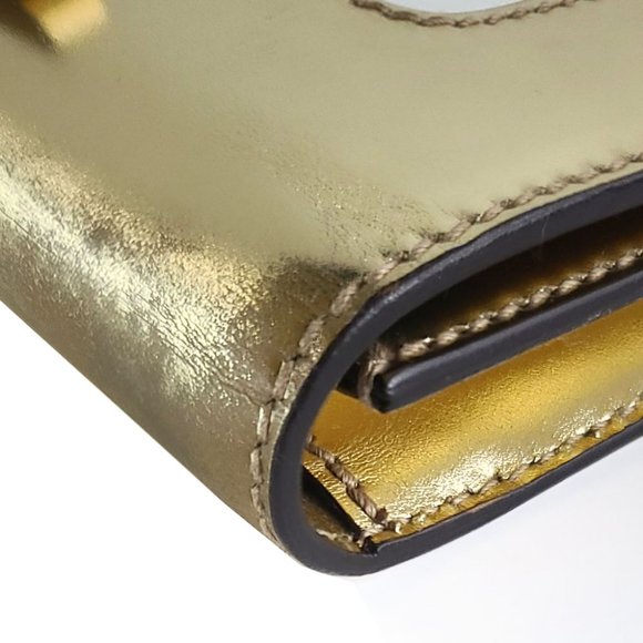 authentic GUCCI Leather Clutch Metallic Gold - Picture 3 of 9